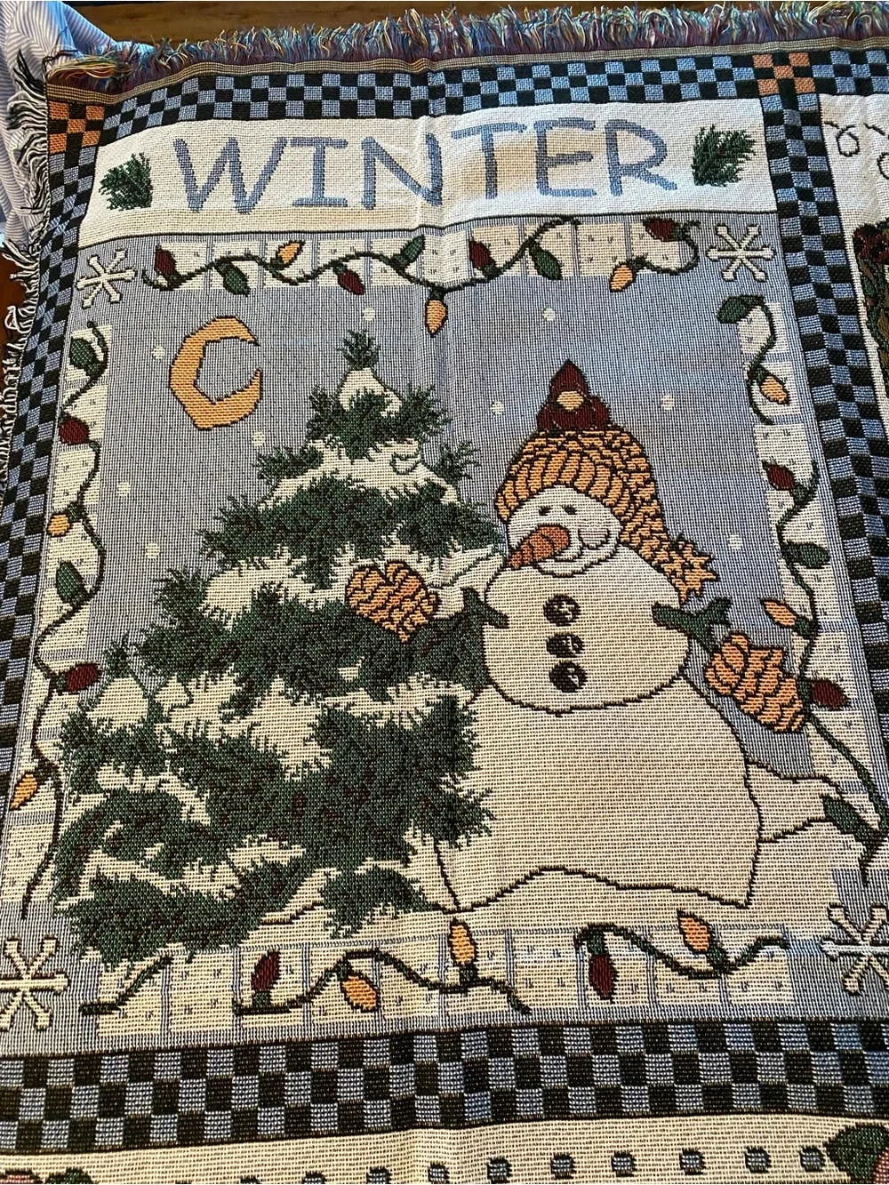 Vintage 1990s American Weavers Tapestry Throw Blanket 4 Seasons Country Decor